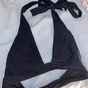 Black halter bikini top w/mesh